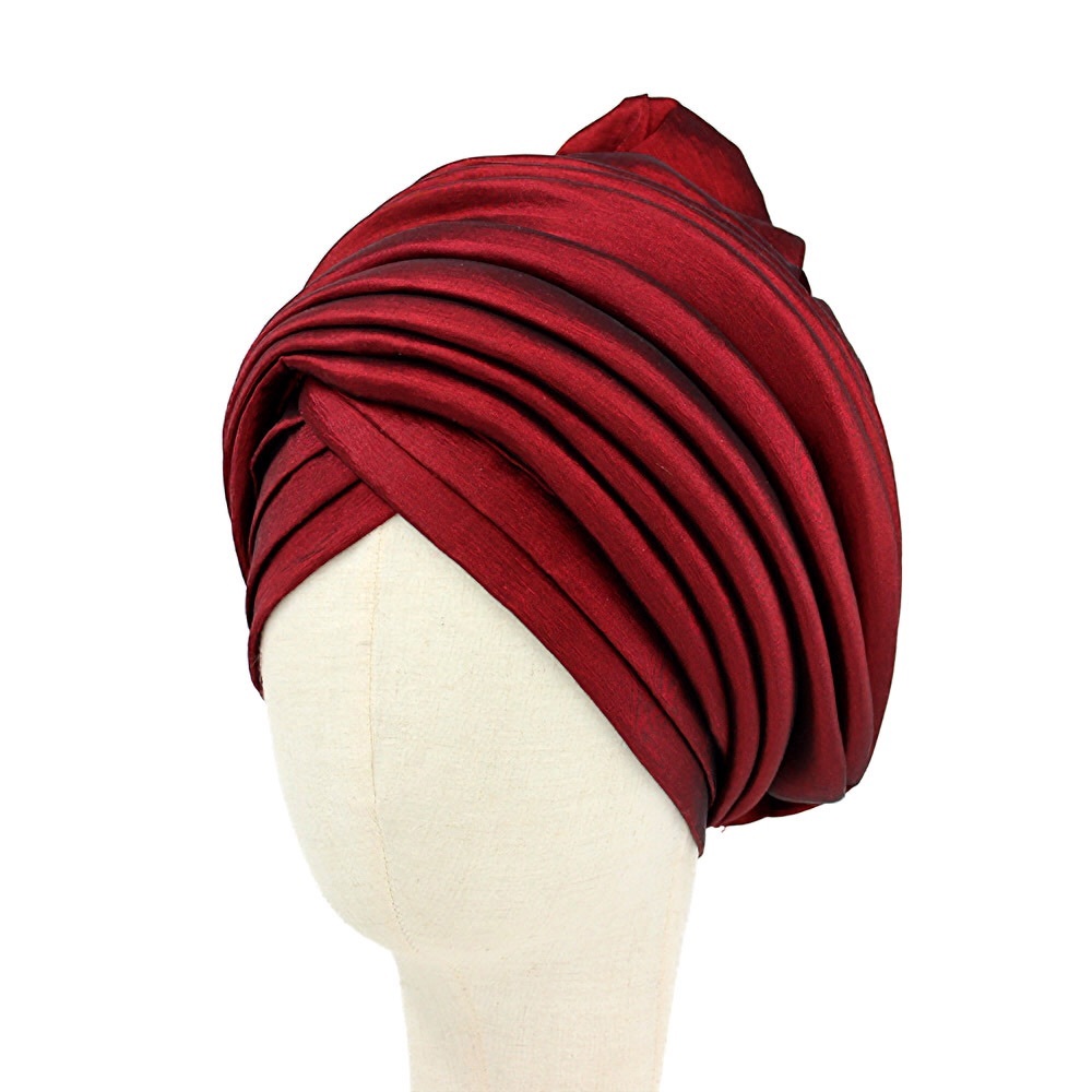 Burgundy Padded Puffer Turban Hat